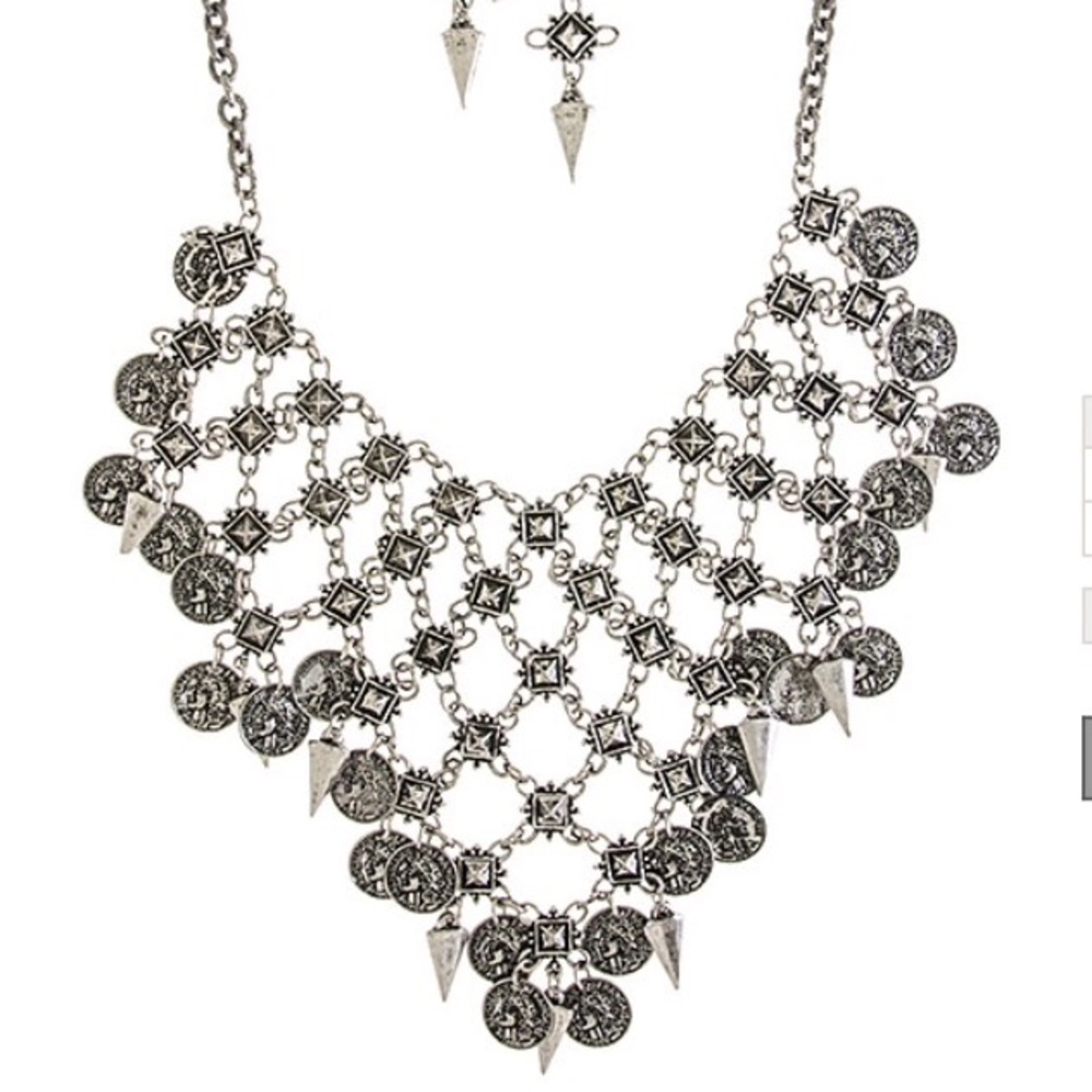 Boho necklace & earrings set